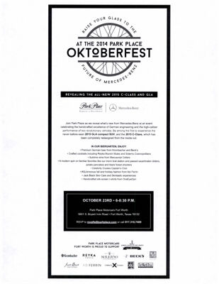 Park Place Oktoberfest Invitation 2, October 23, 2014