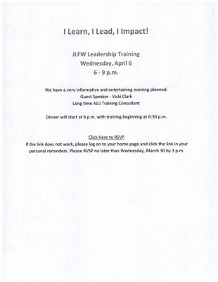 I Learn, I Lead, I Impact! JLFW Leadership Training Invitation, c. April 2011