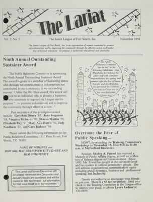 The Lariat, Vol. 2, No. 3, November 1994