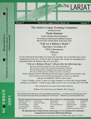 The Lariat, Vol. 9, No. 3, November 2001