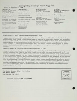 Corresponding Secretary's Report, November 1994