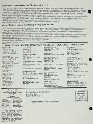 Corresponding Secretary's Report, May 1995