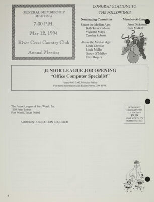 General Membership Meeting, May 1994
