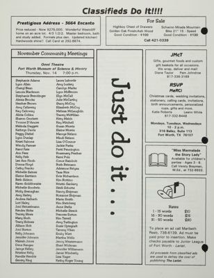 November Community Meetings, November 1996, Continued