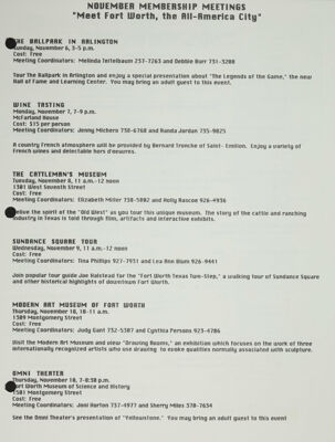 November Membership Meetings, September 1994