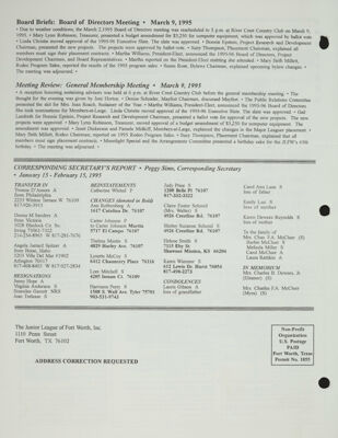 Corresponding Secretary's Report, April 1995