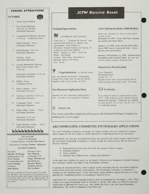 JLFW Bulletin Board, October 1995