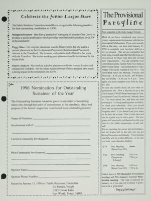 1996 Nomination for Outstanding Sustainer of the Year