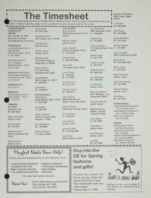 The Timesheet: Corresponding Secretary's Report, March 1999