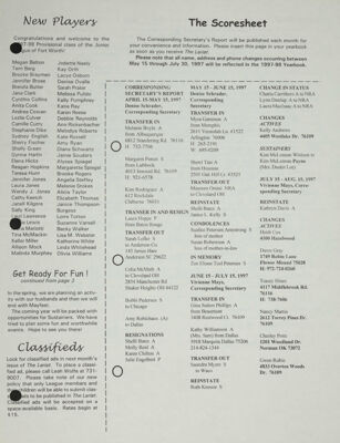 The Scoresheet: Corresponding Secretary's Report, September 1997
