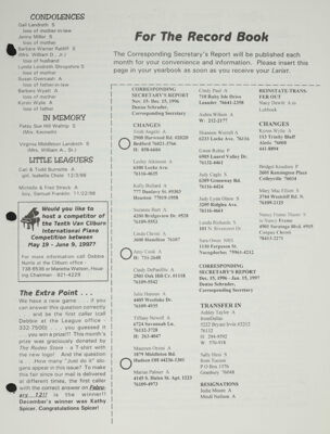 For the Record Book: Corresponding Secretary's Report, February 1997
