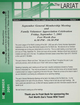 September General Membership Meeting, September 2001