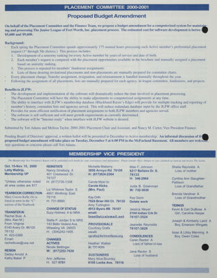 Membership Vice President's Report, December 2000-January 2001