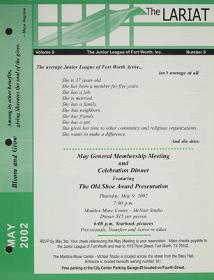 May General Membership Meeting and Celebration Dinner, May 2002