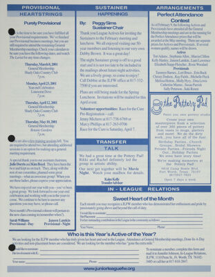 Sustainer Happenings, March 2001