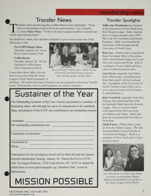 Sustainer of the Year Nomination Form, December 2006-January 2007