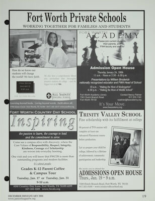 All Saints' Episcopal School Advertisement, December 2005-January 2006