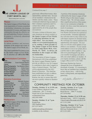 Community Meetings for October, October-November 2005