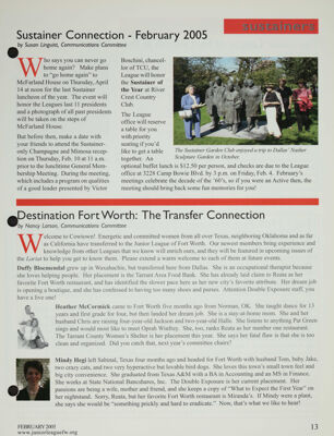 Sustainers: Sustainer Connection, February 2005