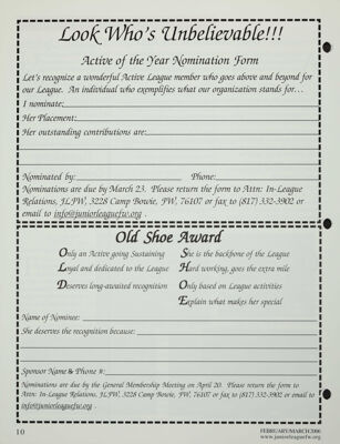 Active of the Year Nomination Form, February-March 2006