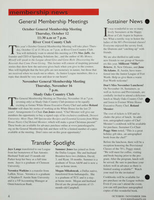 Membership News: Sustainer News, October-November 2006