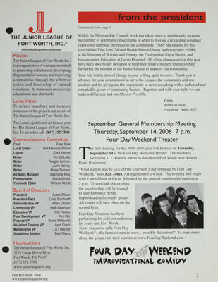 President's Message, September 2006, Continued