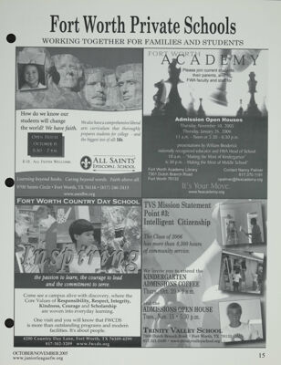 All Saints' Episcopal School Advertisement, October-November 2005