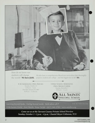 All Saints' Episcopal School Advertisement, September 2006