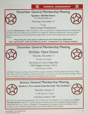 January General Membership Meeting, November-December 2008