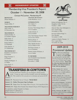 Membership Vice President's Report, October 1-November 30, 2008