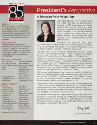 President's Perspective: A Message From Paige Pate, Summer 2015
