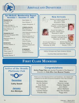 First Class Members, February-March 2010
