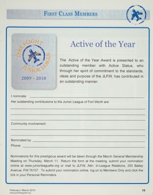 Active of the Year Nomination Form, February-March 2010