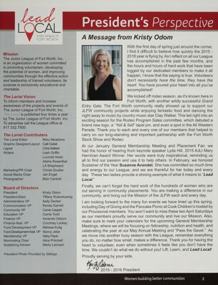 President's Perspective: A Message From Kristy Odom, Spring 2016