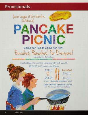 Junior League of Fort Worth's 3rd Annual Pancake Picnic Advertisement, Spring 2016