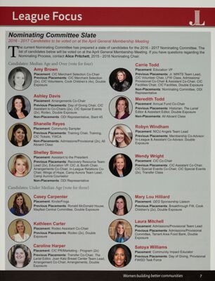 Nominating Committee Slate, Spring 2016