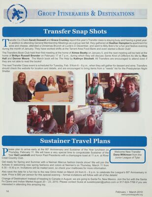 Sustainer Travel Plans, February-March 2010
