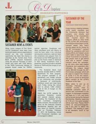Sustainer News & Events, February-March 2011