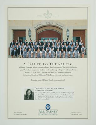All Saints' Episcopal School Advertisement, May 2012