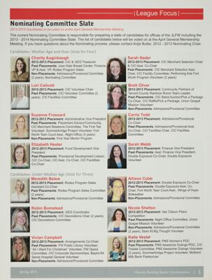 Nominating Committee Slate, Spring 2013