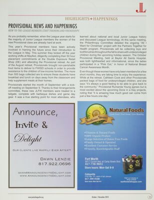 Provisional News and Happenings, October-November 2010