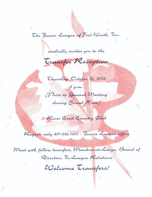 Transfer Reception Invitation, October 10, 2002