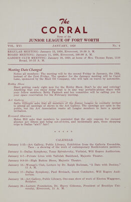 Notice of Meetings, January 1950