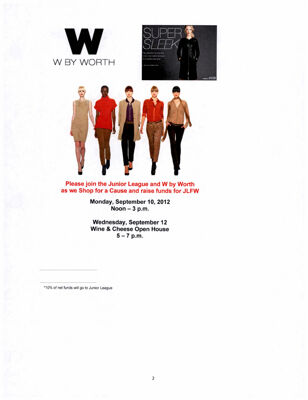 W By Worth Invitation, September 10-12, 2012