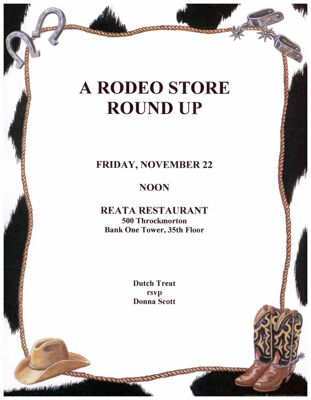 A Rodeo Store Round Up Invitation, November 22, 1996