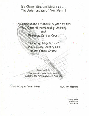 May General Membership Meeting and Dinner Invitation, May 8, 1997