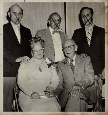 doris and donald frazier with three unidentified men photograph, c. 1975 (image)