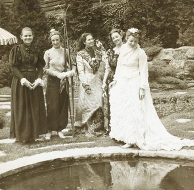 two gamma sigma chapter members with dates photograph, c. 1934 (image)