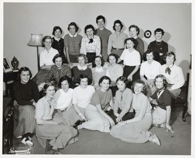 two gamma sigma chapter members with dates photograph, c. 1934 (image)