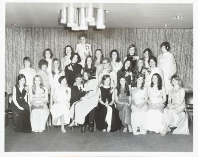 two gamma sigma chapter members with dates photograph, c. 1934 (image)